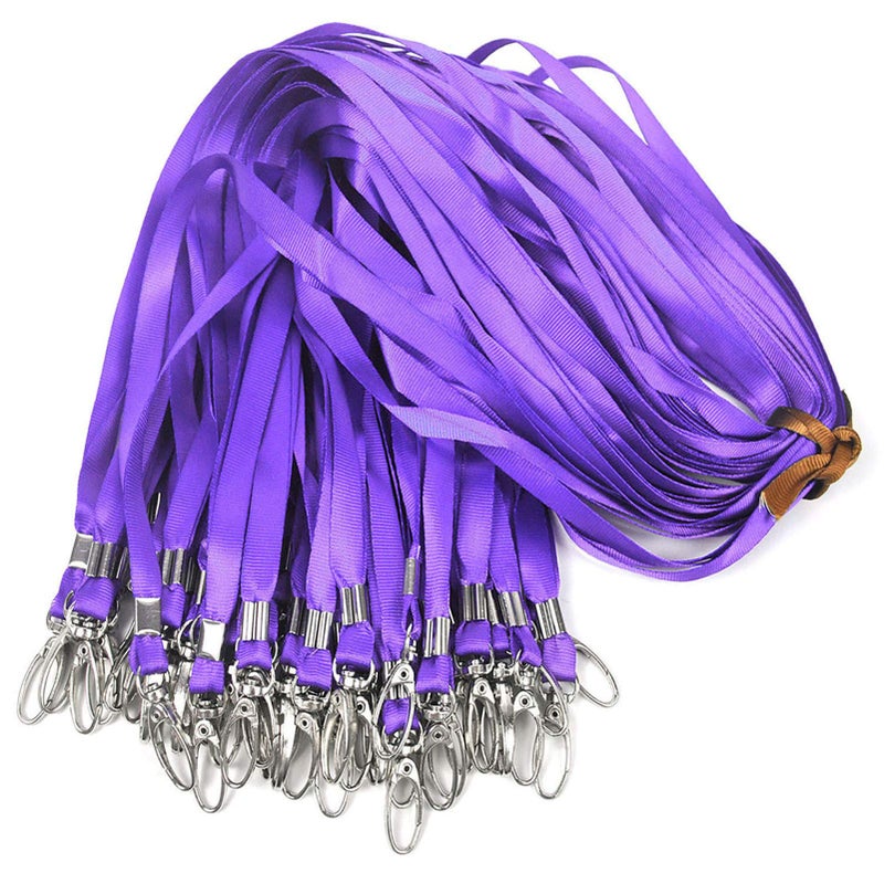 Bird Fiy Purple Lanyards 50Pcs 17.5 inch Nylon Lanyard,Lanyards Swivel Hooks Clips Great for ID Name Tags Badges/Key Chains - Image 1